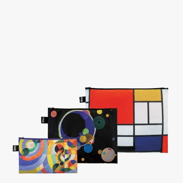 LOQI Mondrian Kandinsky Delaunay zipmapper 3-pak resirkulert