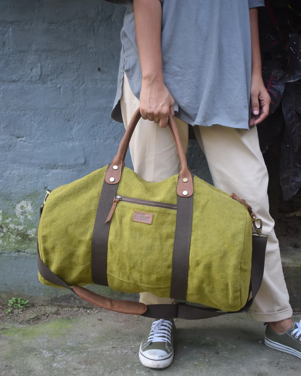 The Burlap People Original Duffel duffelbag mørk vin strie