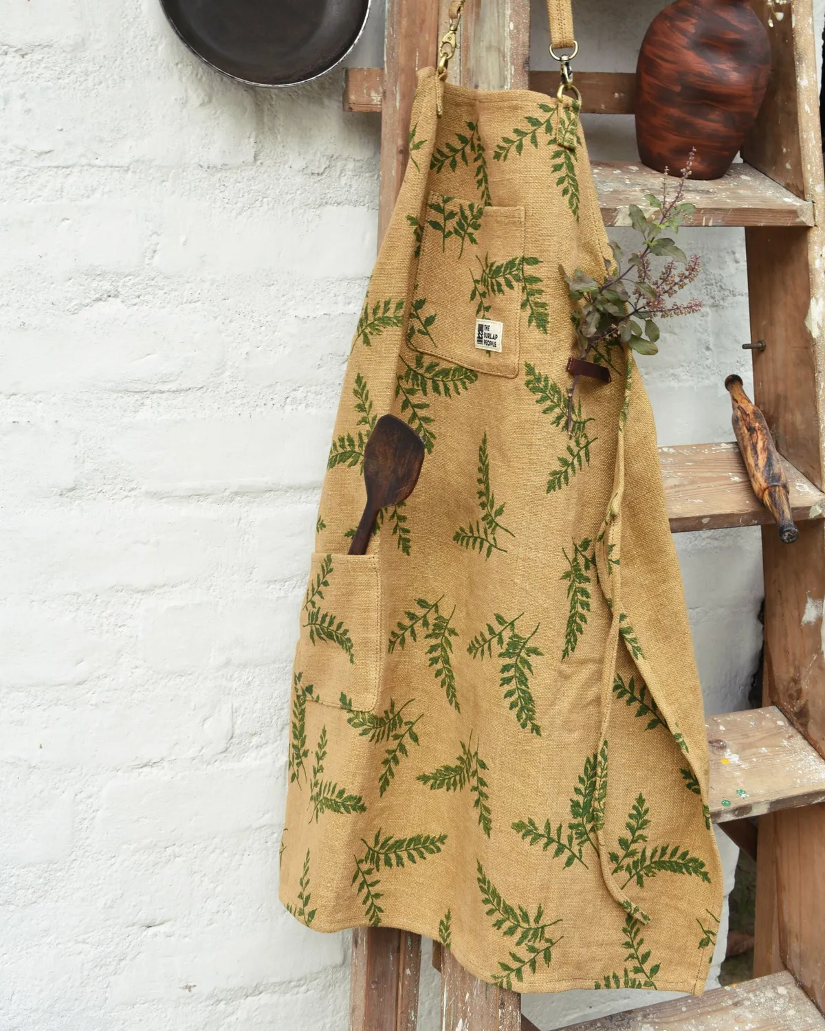 The Burlap People Apron forkle svart kraftig