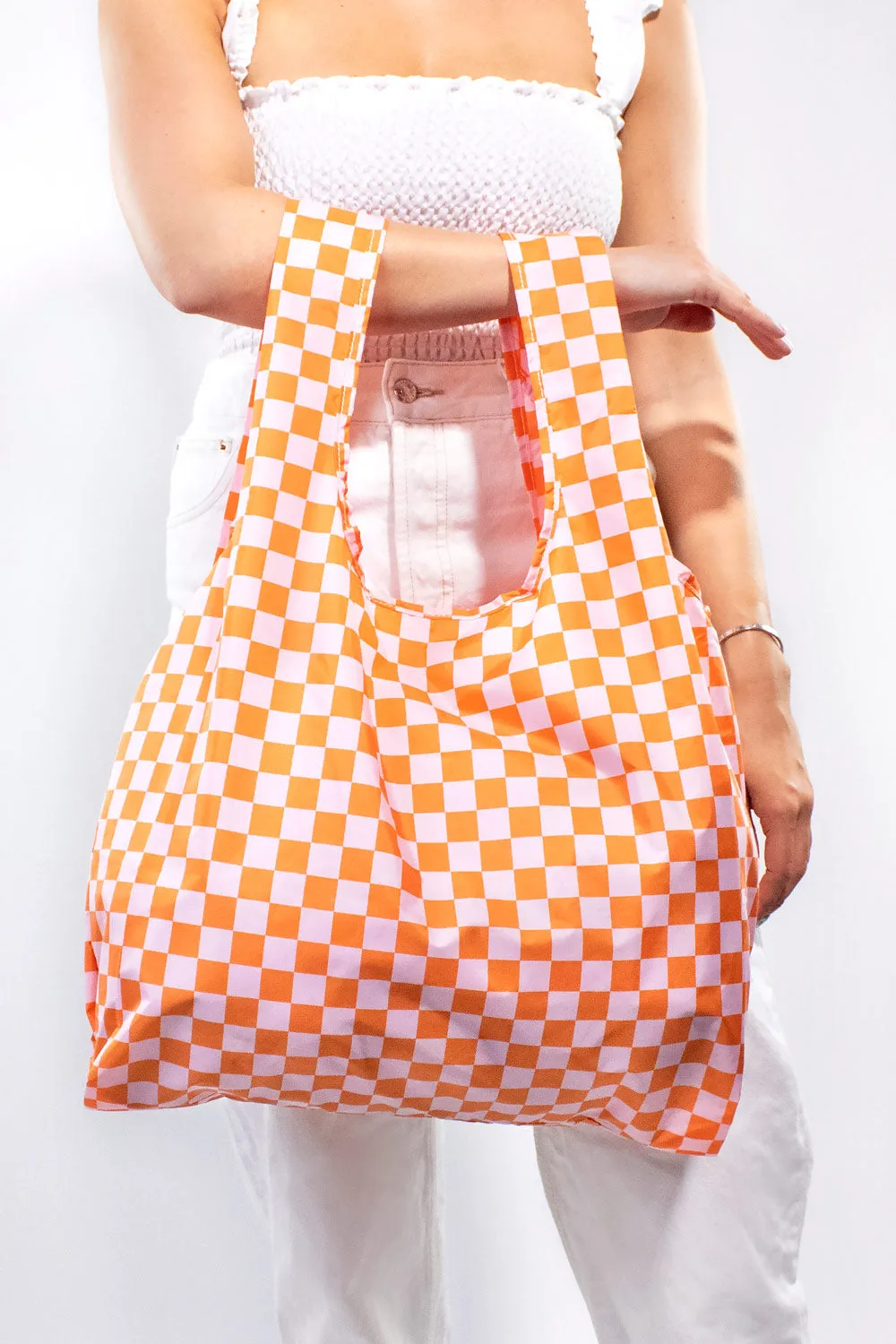 Kind Bag Checkerboard Pink Orange handlepose medium 20 kg