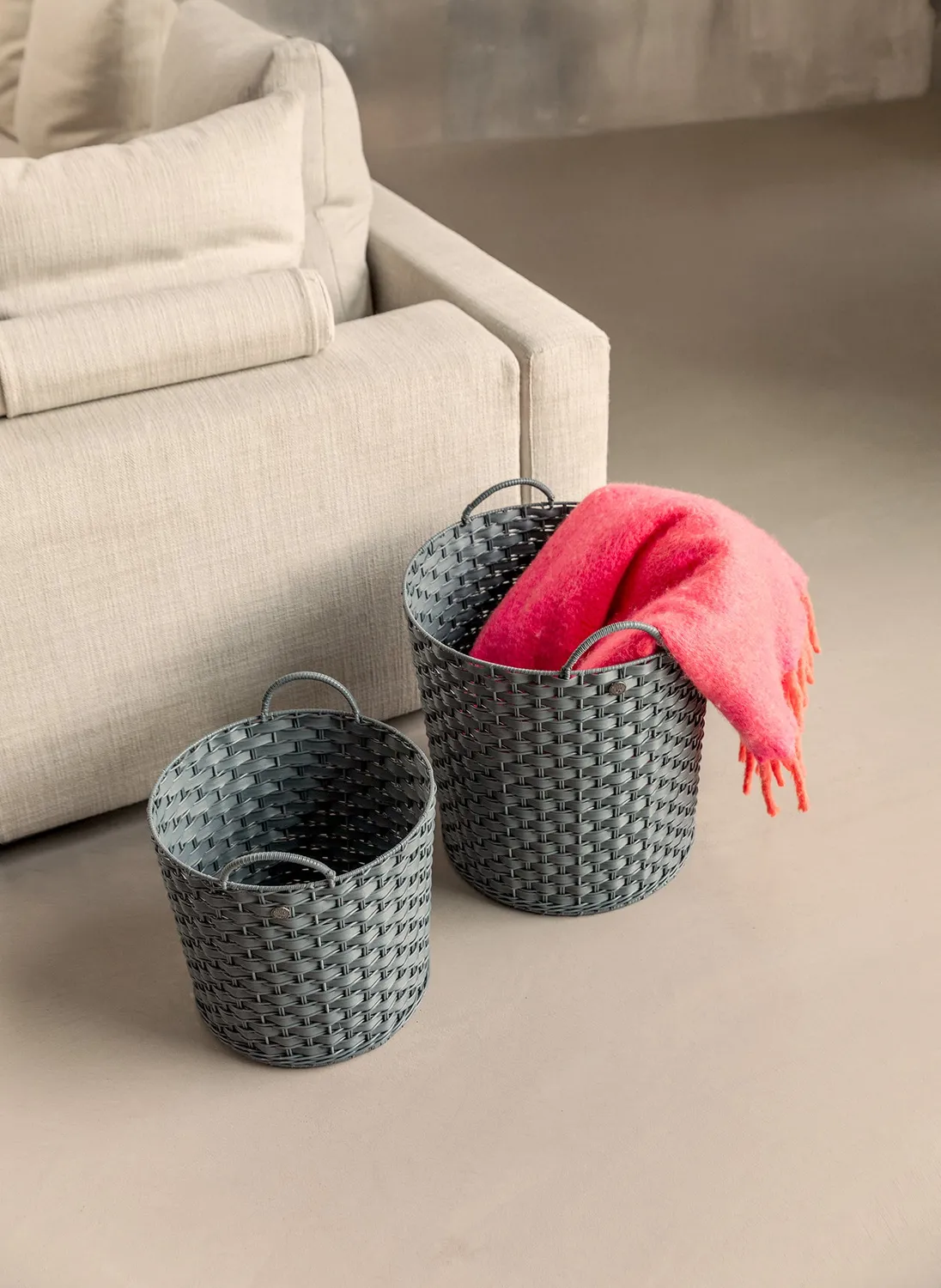 Handed By Willow oppbevaringskurv champagne small rund