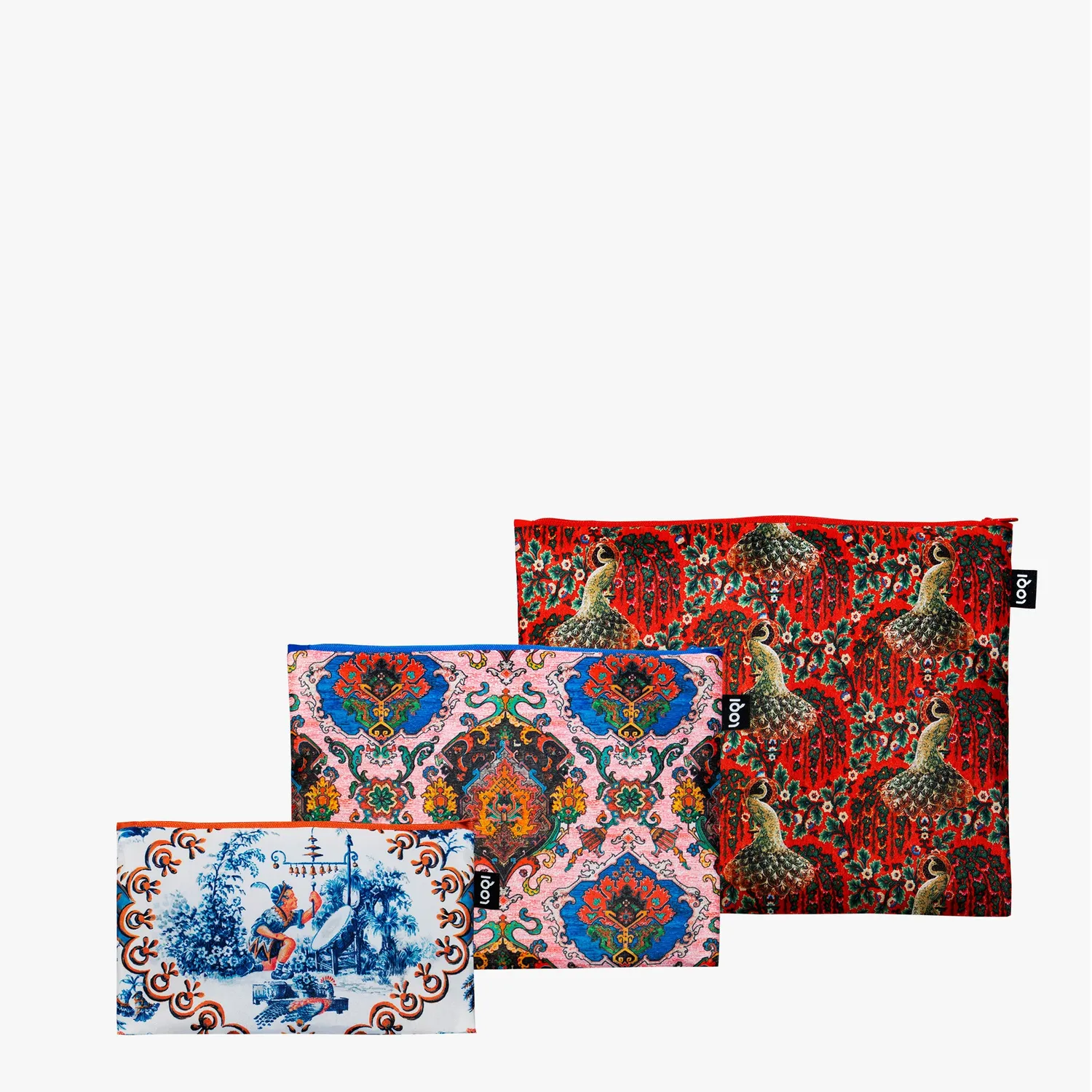 LOQI Decorative Art Peacock zip-mapper resirkulert blå