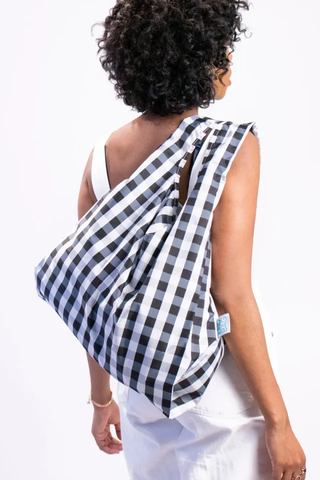 Kind Bag Gingham Black & White handlenett medium rutete 20 kg