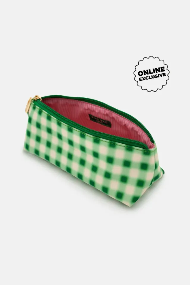 Kind Bag Blurred Plaid pennal sminkepung liten