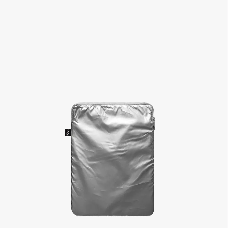 LOQI Metallic Silver laptop sleeve sølv polstret