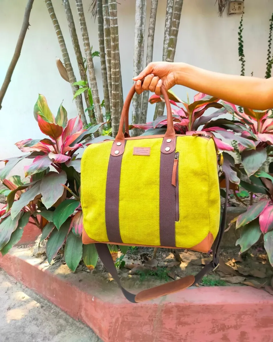 The Burlap People Bowler Bag weekendbag olivengrønn romslig