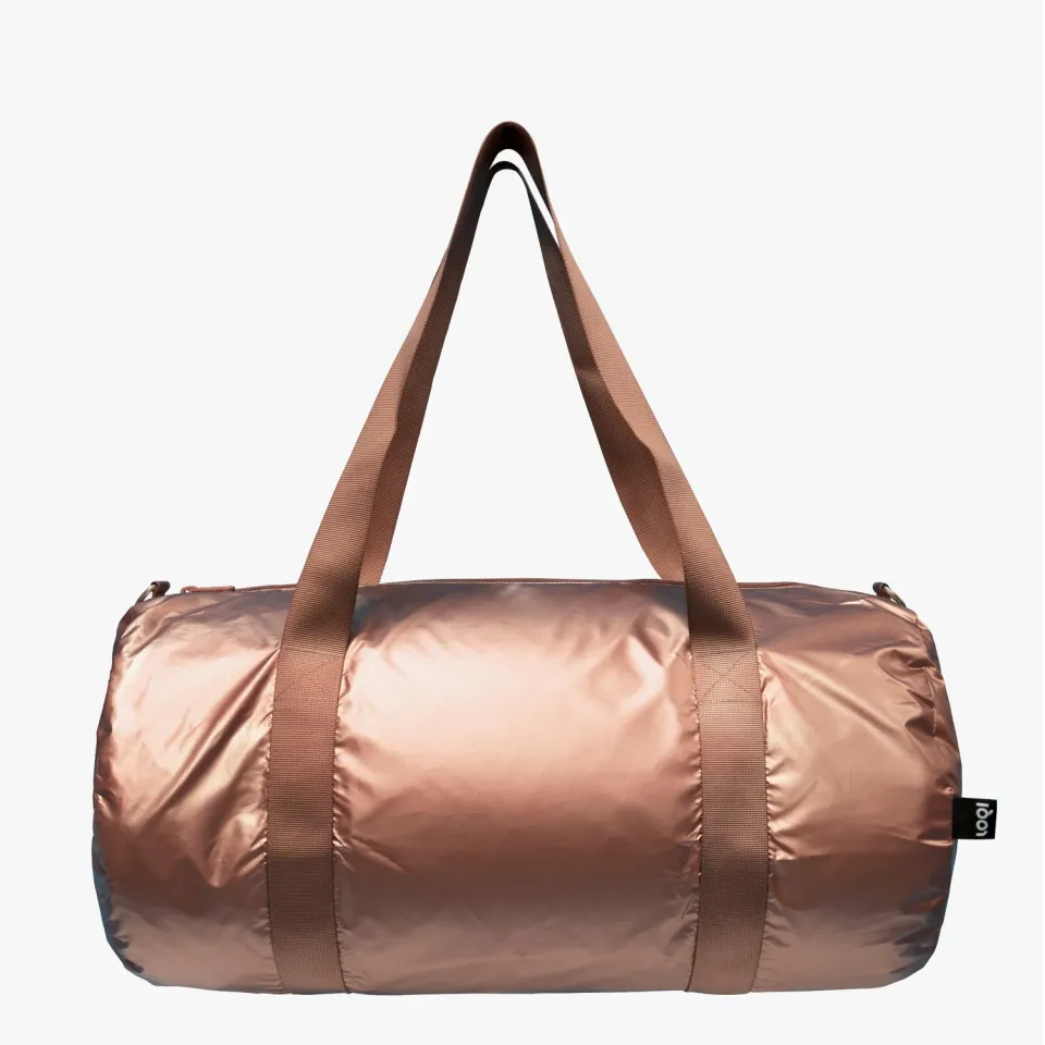 LOQI Metallic Rose Gold weekender handlenett roségull metallic