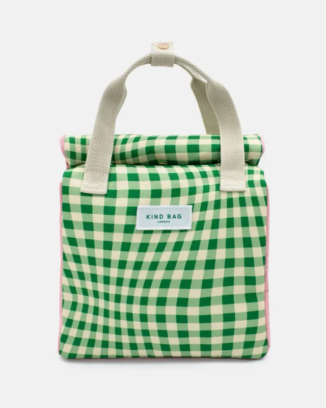 Kind Bag Distorted Gingham Green lunsjbag vanntett