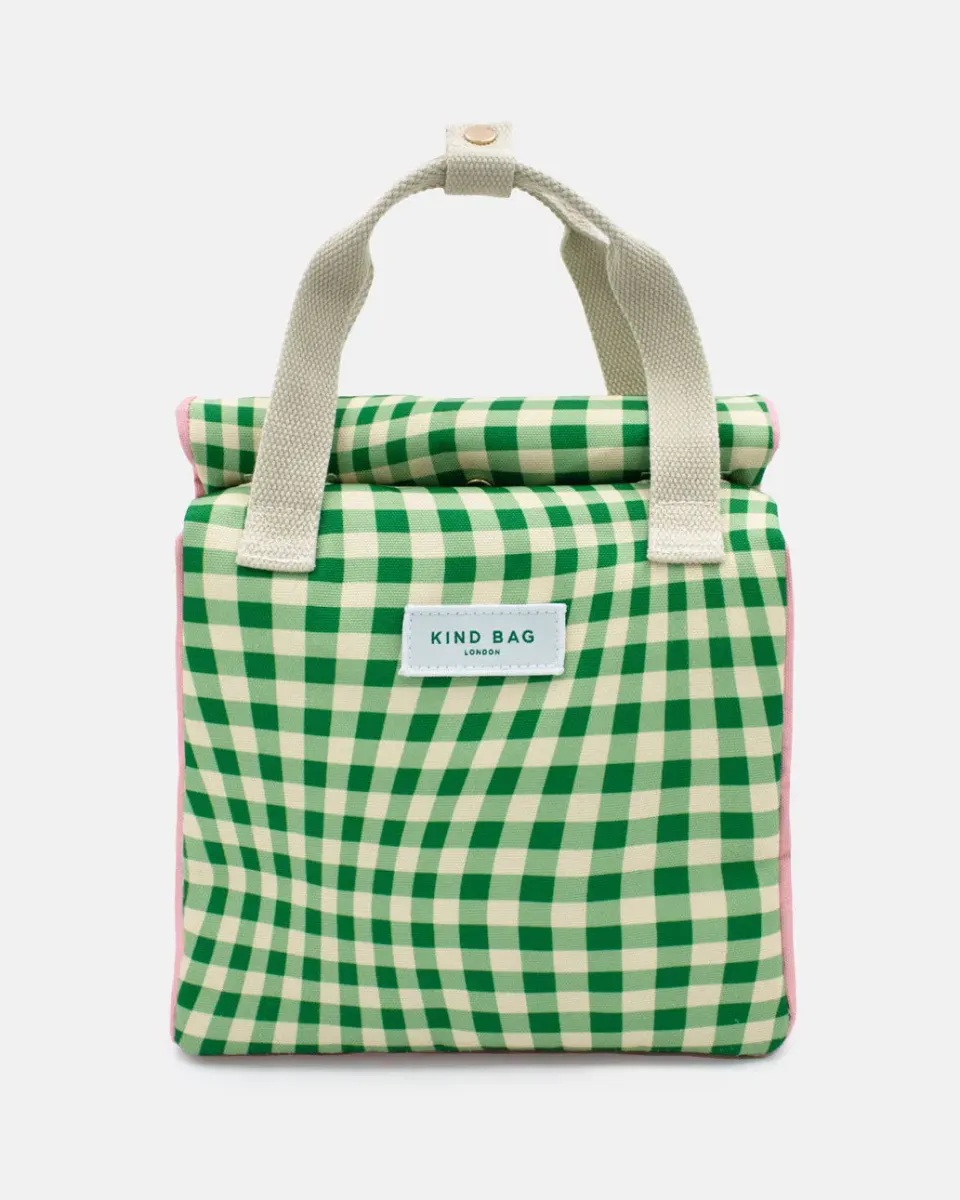 Kind Bag Distorted Gingham Green lunsjbag vanntett
