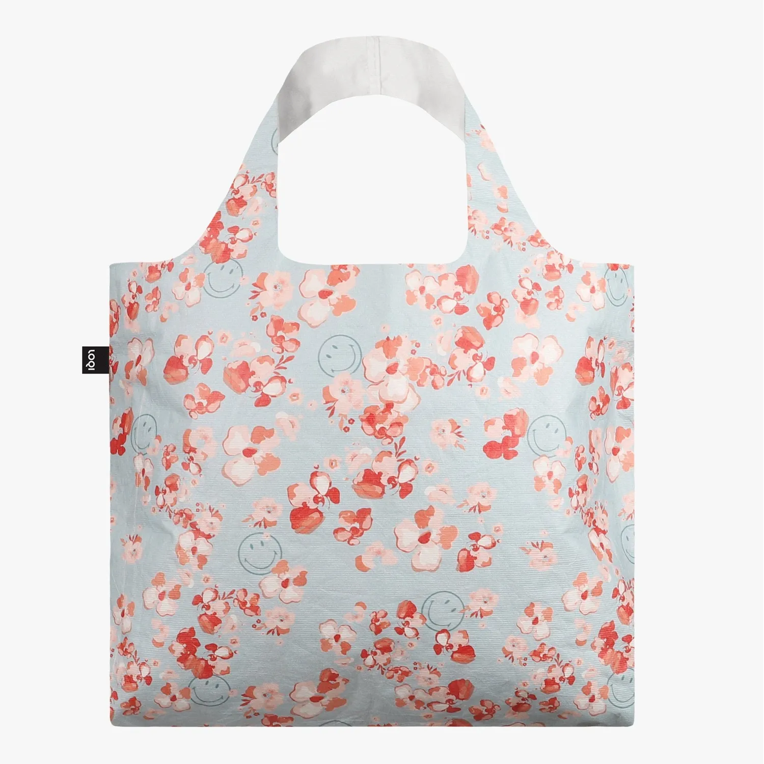 LOQI Smiley Blossom handlenett Tyvek pastell blomster