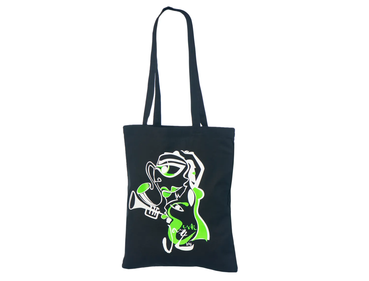 Handlenett CotBlack3842 svart bomullsnett 38x42 trykk