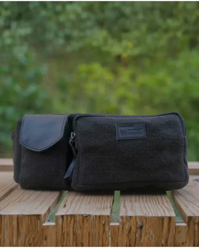 The Burlap People Fanny Pack midjeveske svart jute