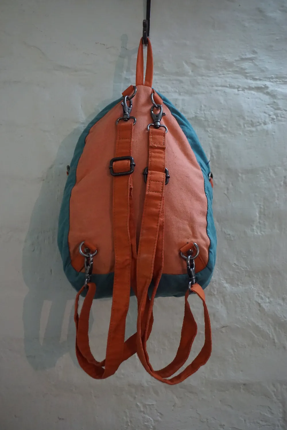 The Burlap People Lil Sister toteveske peach sky blue
