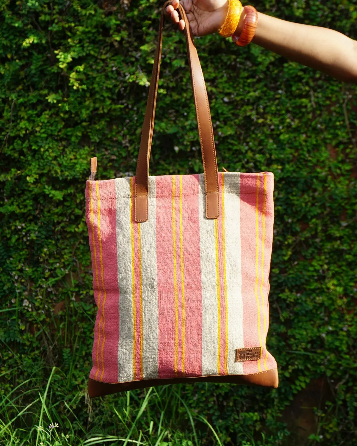 The Burlap People Baajar handlenett blå stripet stor