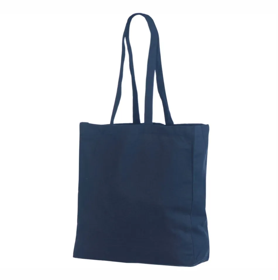 Handlenett CotNavy 38x10x42 mørkeblå bred bunn bomull