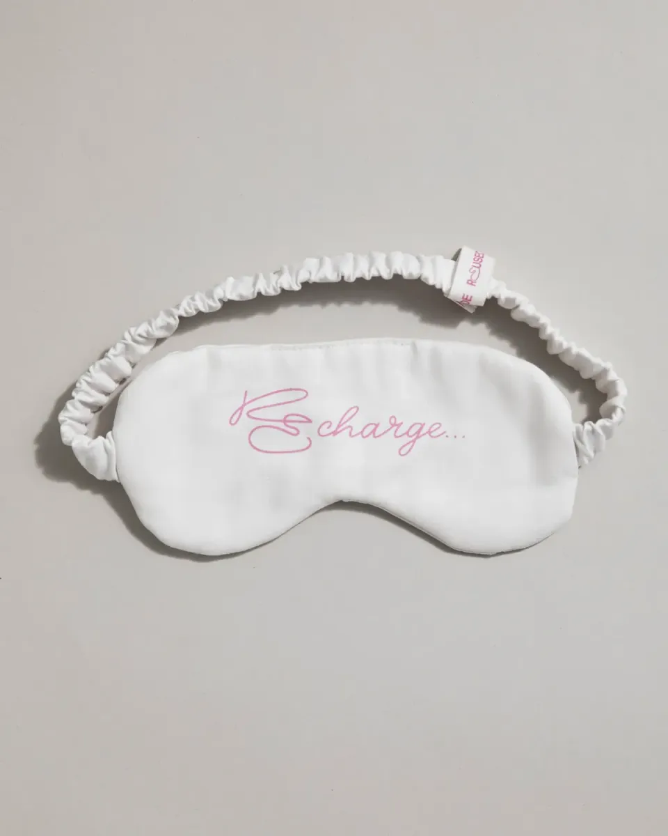 Reused Remade sovemaske øyemaske frotté hvit 20 cm