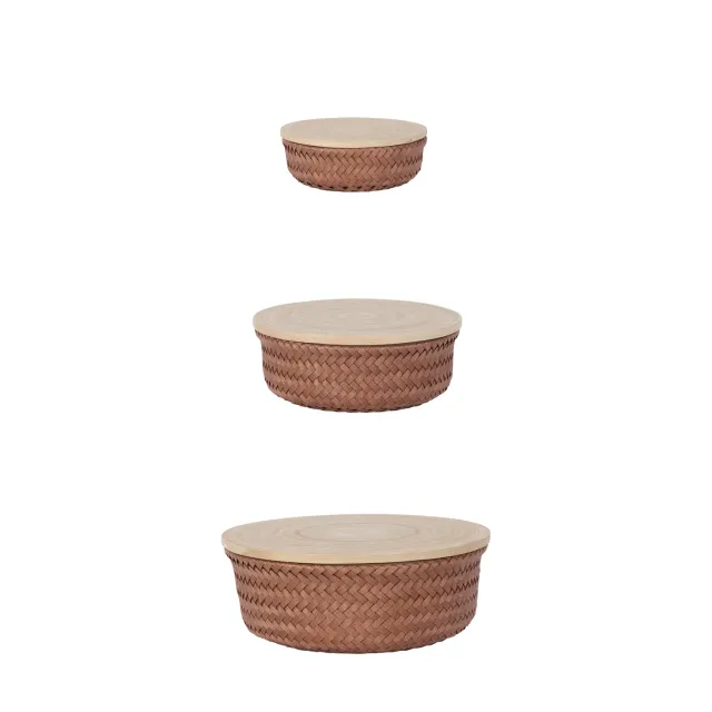 Handed By Wonder oppbevaringskurv sienna XS/S/M 3-pak med lokk