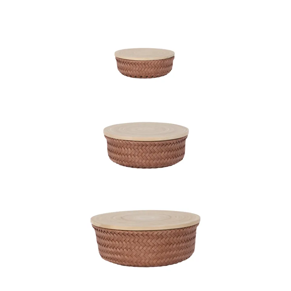 Handed By Wonder oppbevaringskurv sienna XS/S/M 3-pak med lokk