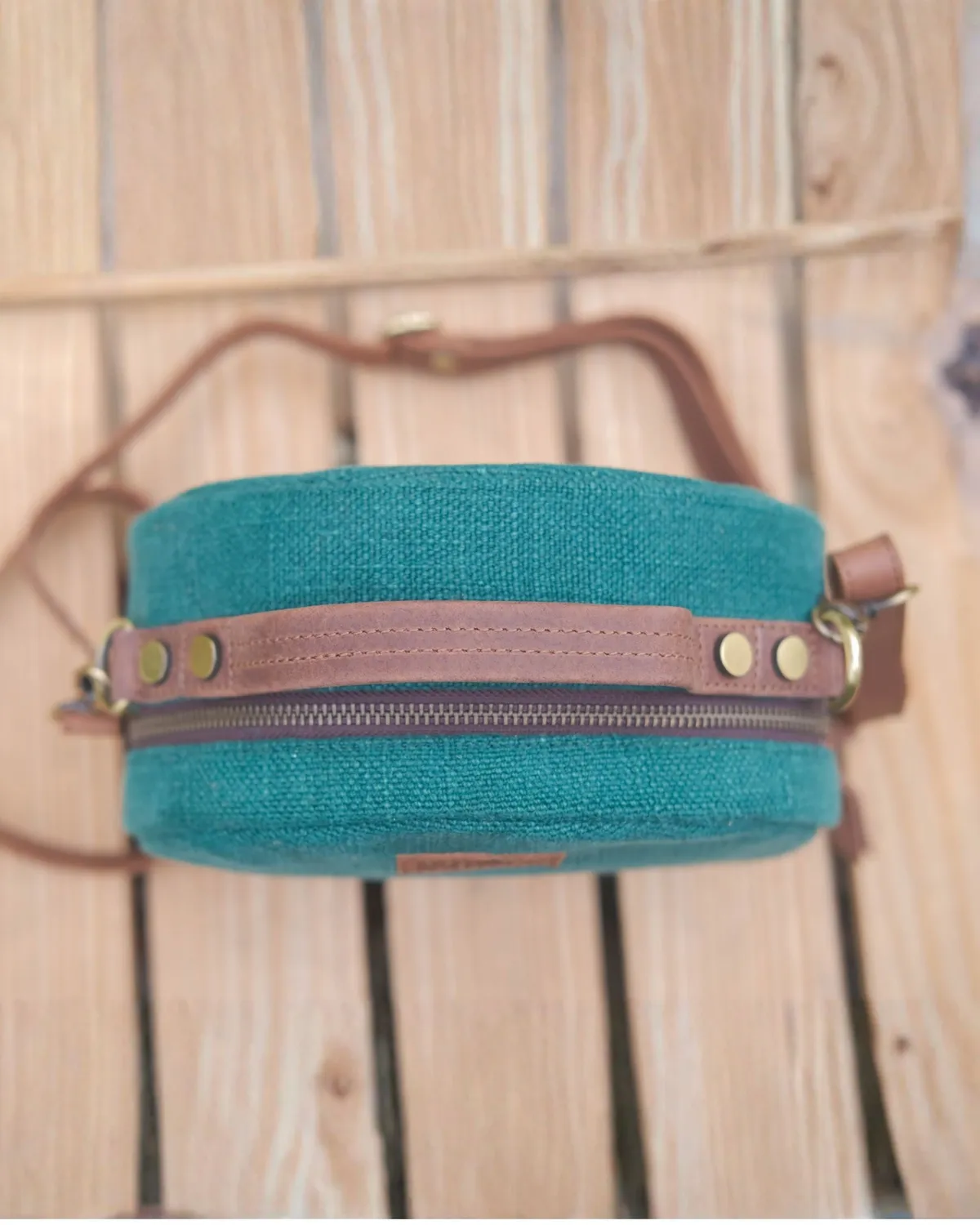 The Burlap People Minx skulderveske grønn rund