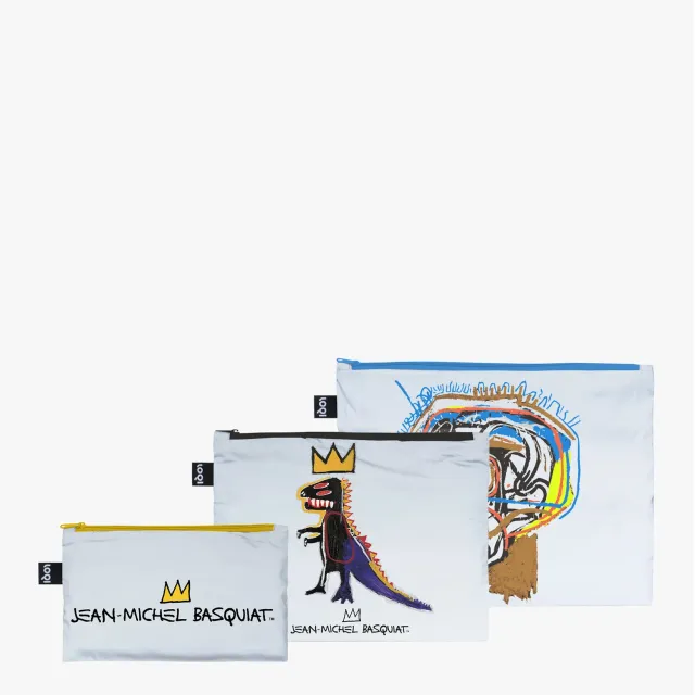 LOQI Basquiat Crown glidelåsvesker 3-pk refleks