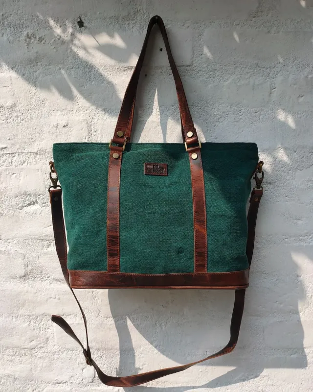 The Burlap People Boss Lady tote grønn 14 laptop strie
