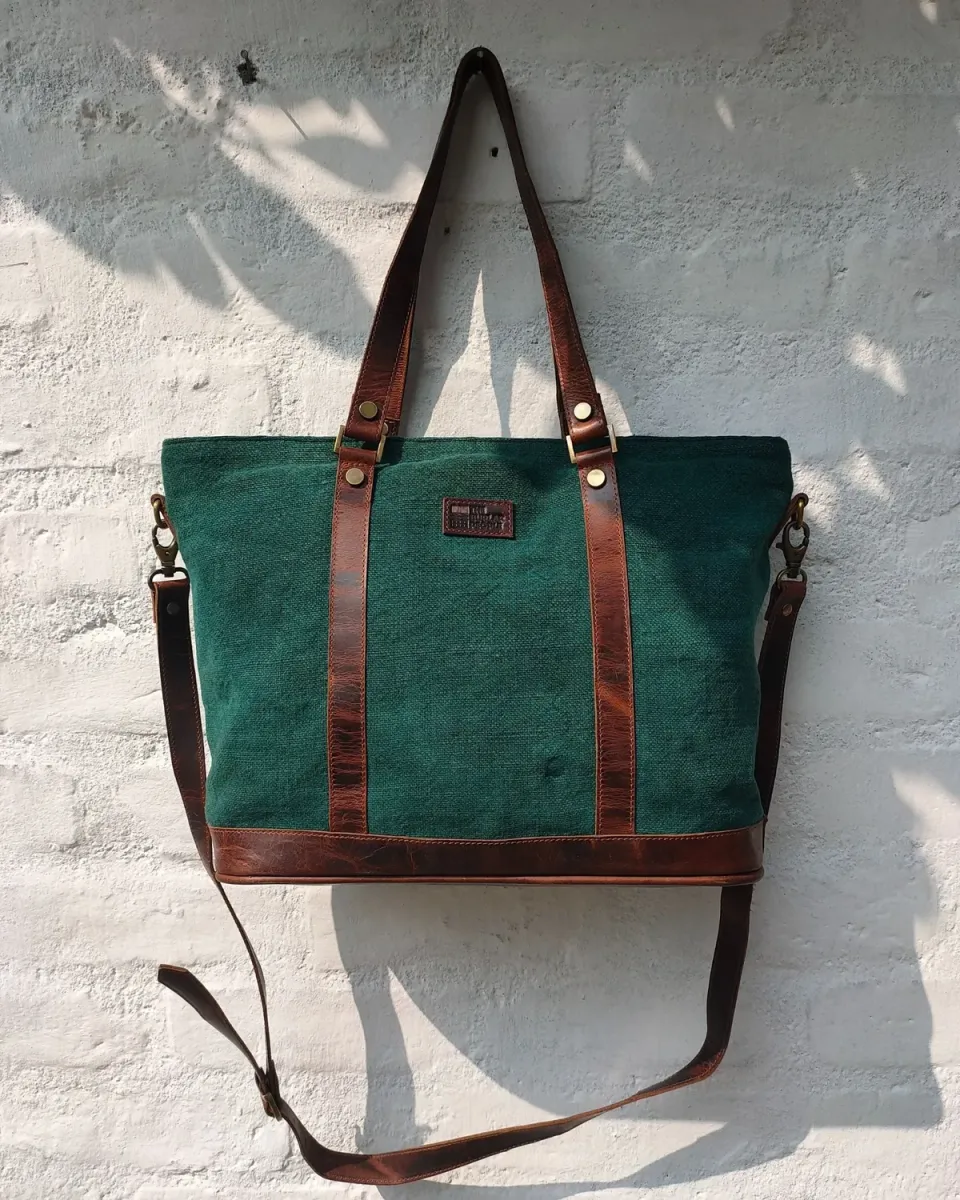 The Burlap People Boss Lady tote grønn 14 laptop strie