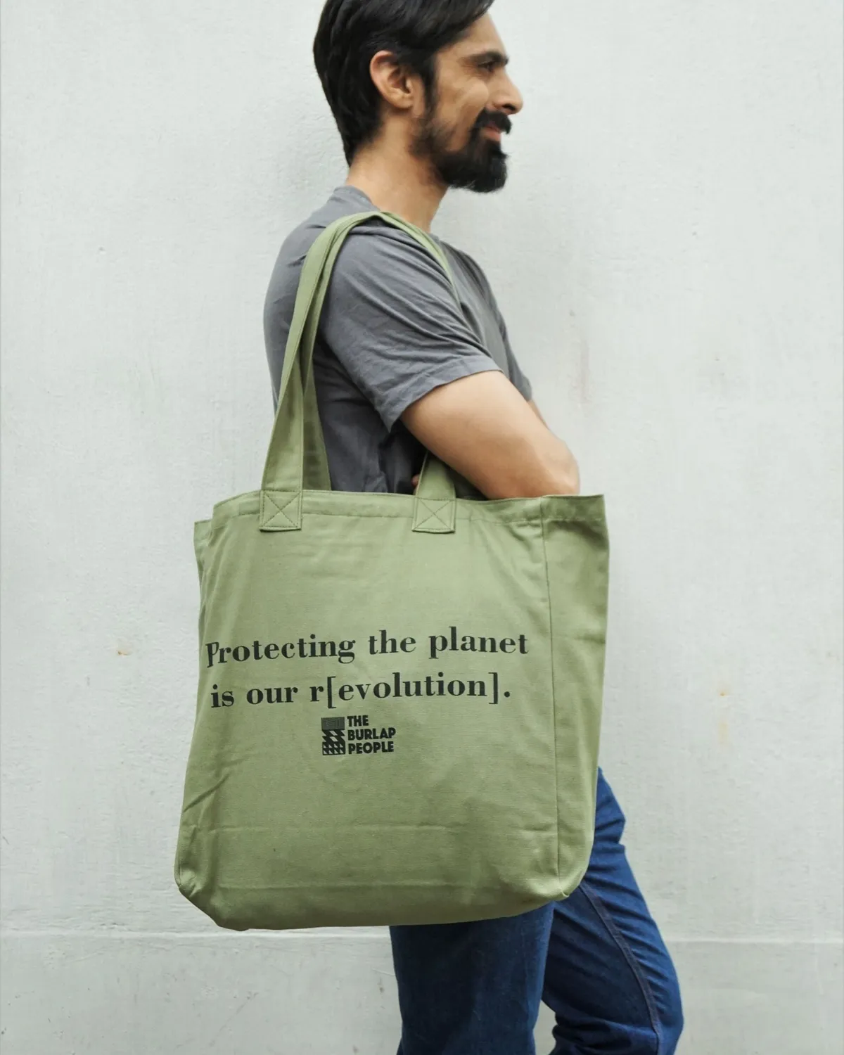 The Burlap People Bag For Life handlenett Revolution Black canvas