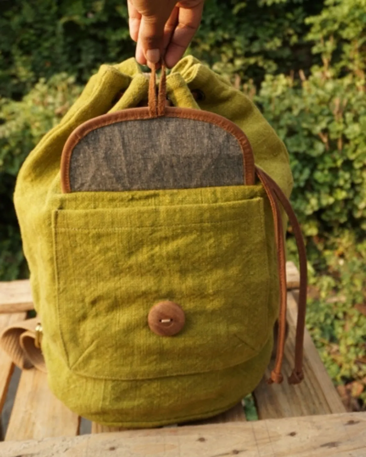 The Burlap People Easy Rider ryggsekk lett Bottle Green