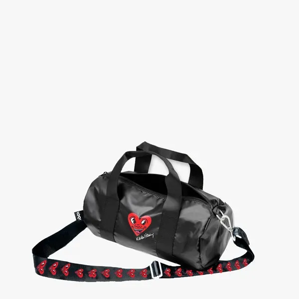 LOQI Keith Haring Black Heart Face Metallic Medium weekender svart
