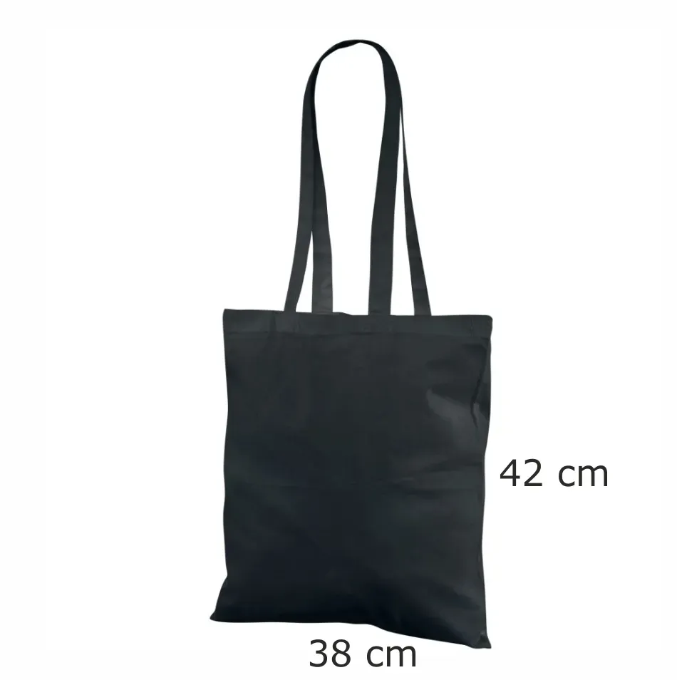 Handlenett CotBlack3842 svart bomullsnett 38x42 trykk