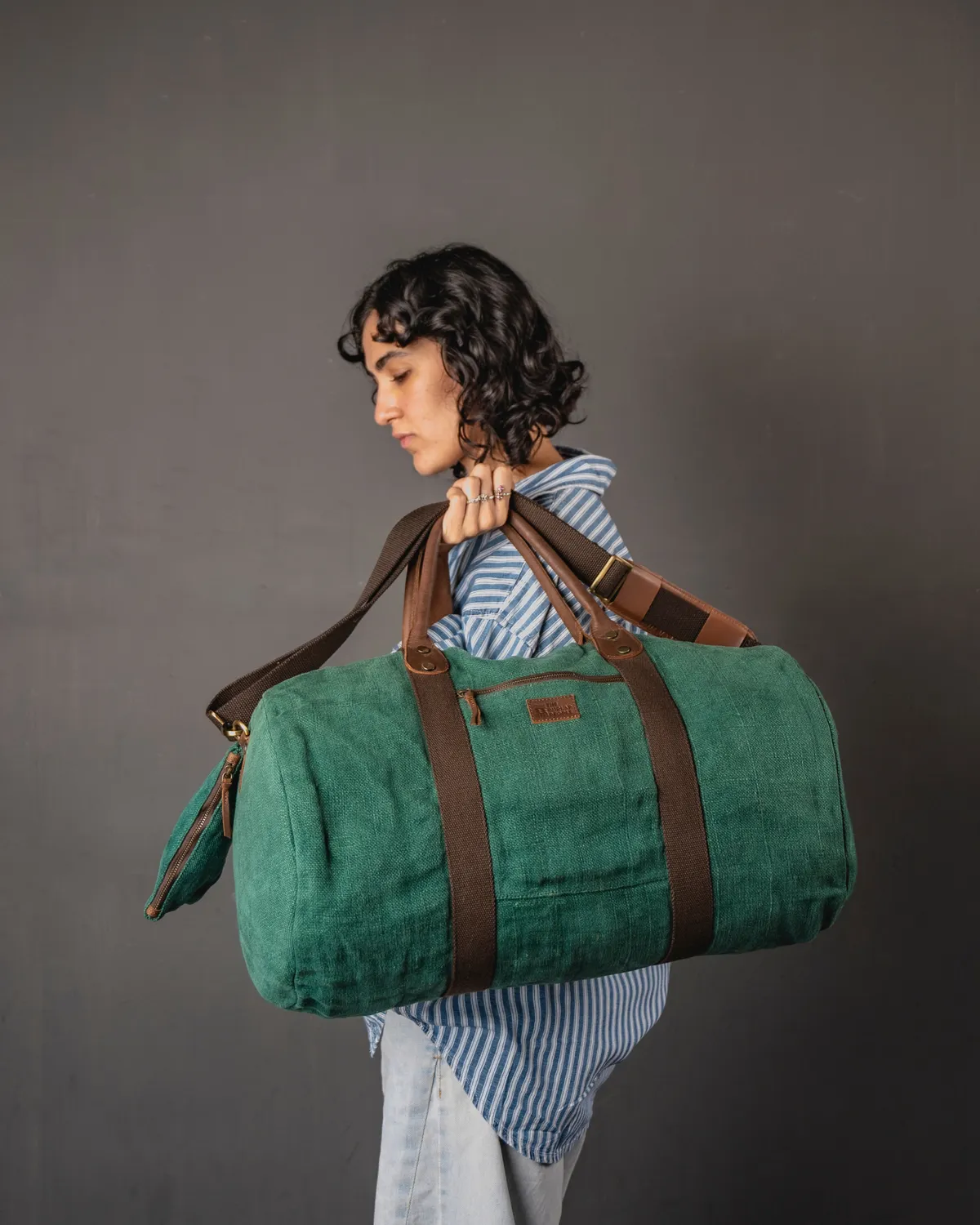 The Burlap People Original Duffel duffelbag mørk vin strie