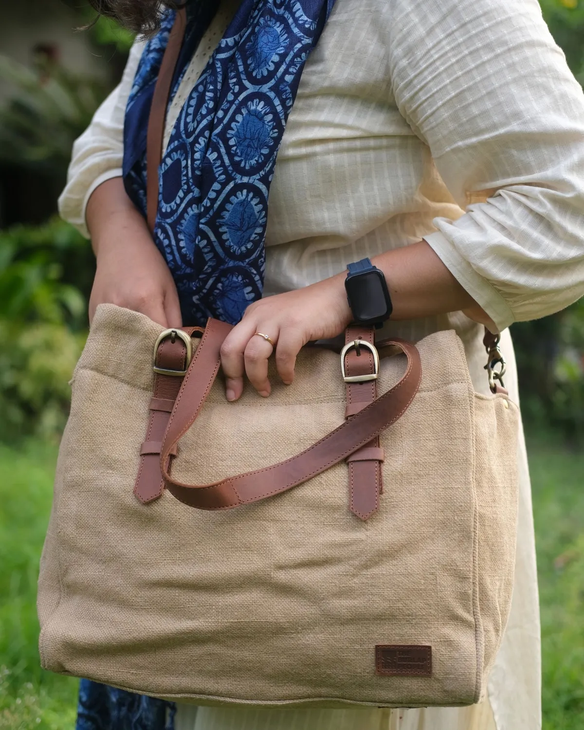 The Burlap People Boyfriend Bag skulderveske flaskegrønn myk