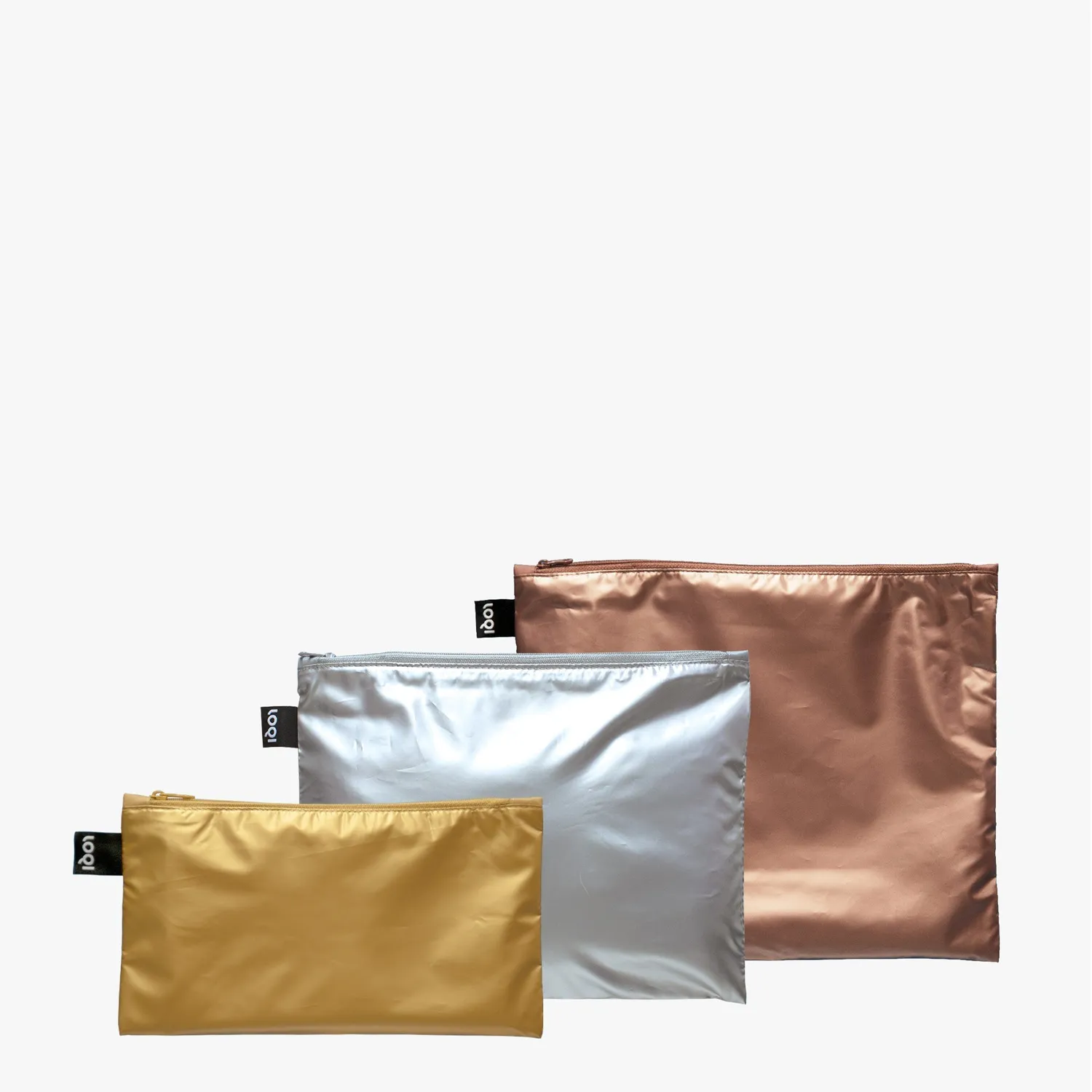 LOQI Metallic Zip Pockets handlenett med glidelås