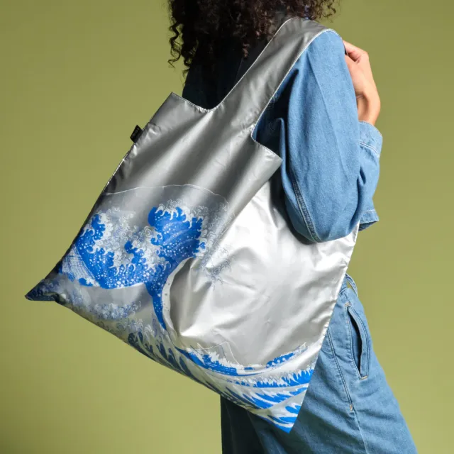 LOQI Hokusai Great Wave handlenett sølv metallic