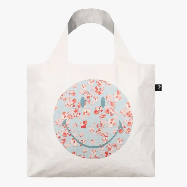 LOQI Smiley Blossom handlenett Tyvek pastell blomster