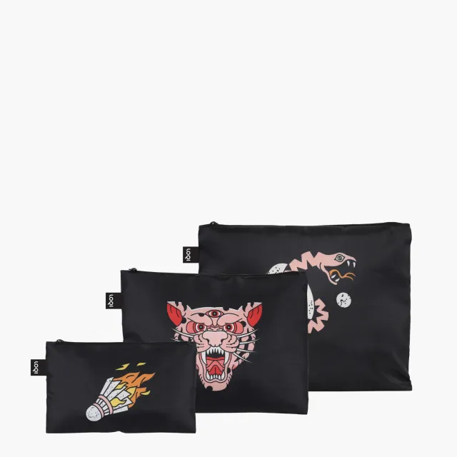 LOQI Snask Tiger Black glidelåsveske resirkulert