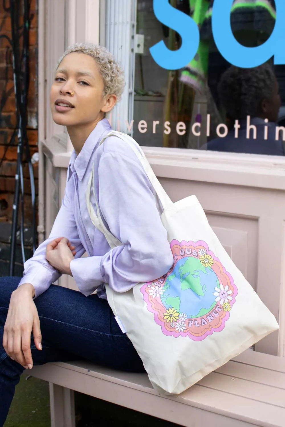 Kind Bag Protect Our Planet toteveske resirkulert