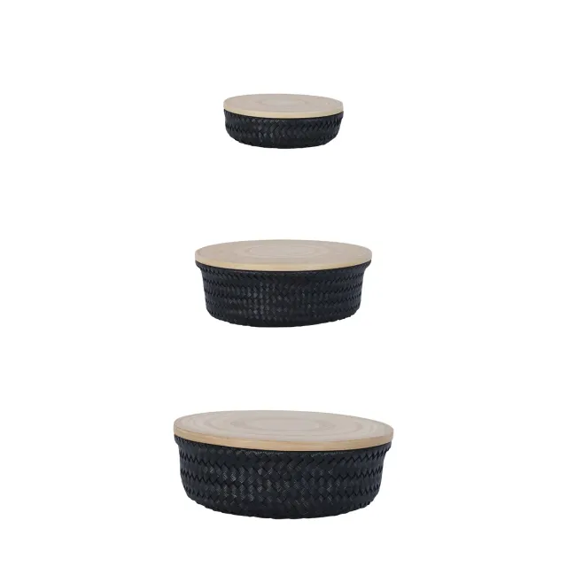 Handed By Wonder XS S M oppbevaringskurv svart 3-pk med lokk