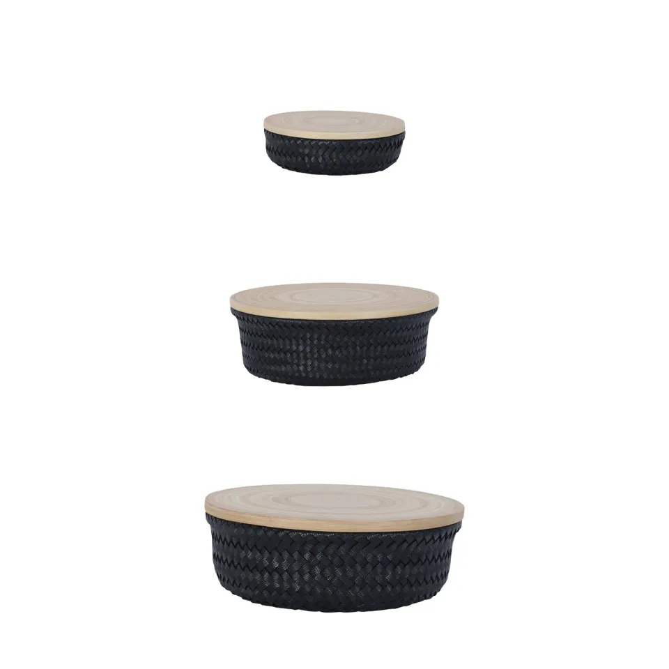 Handed By Wonder XS S M oppbevaringskurv svart 3-pk med lokk