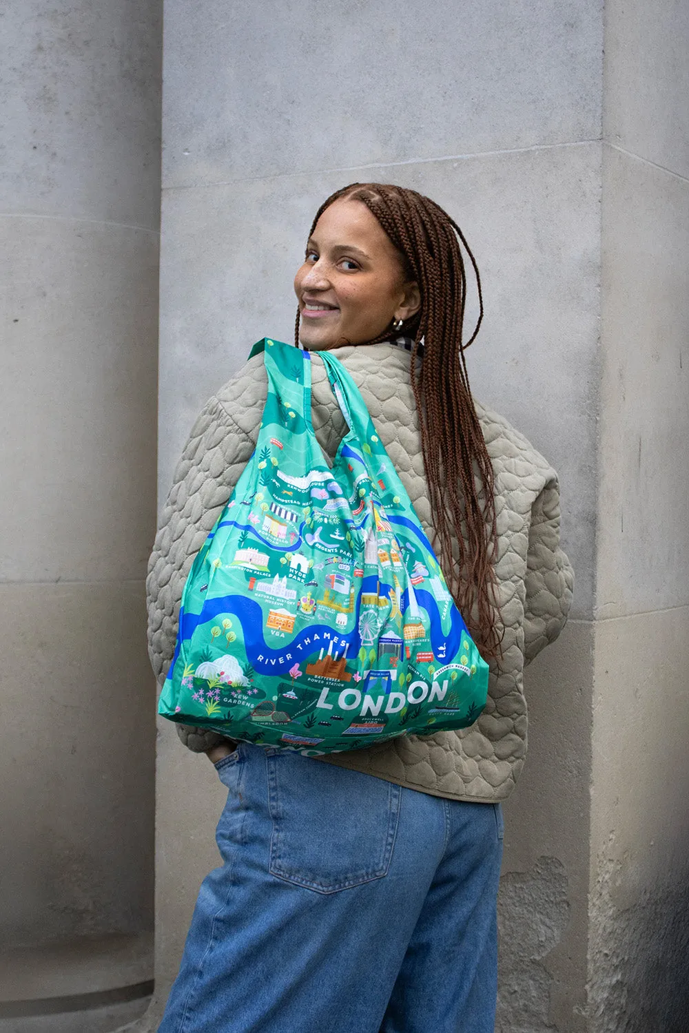 Kind Bag London Map Medium handlenett medium resirkulert