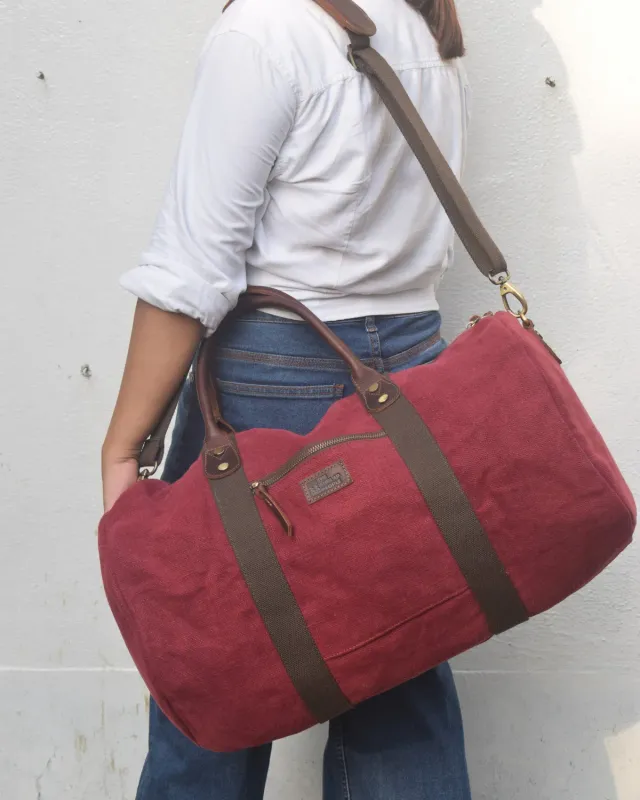 The Burlap People Original Duffel duffelbag mørk vin strie