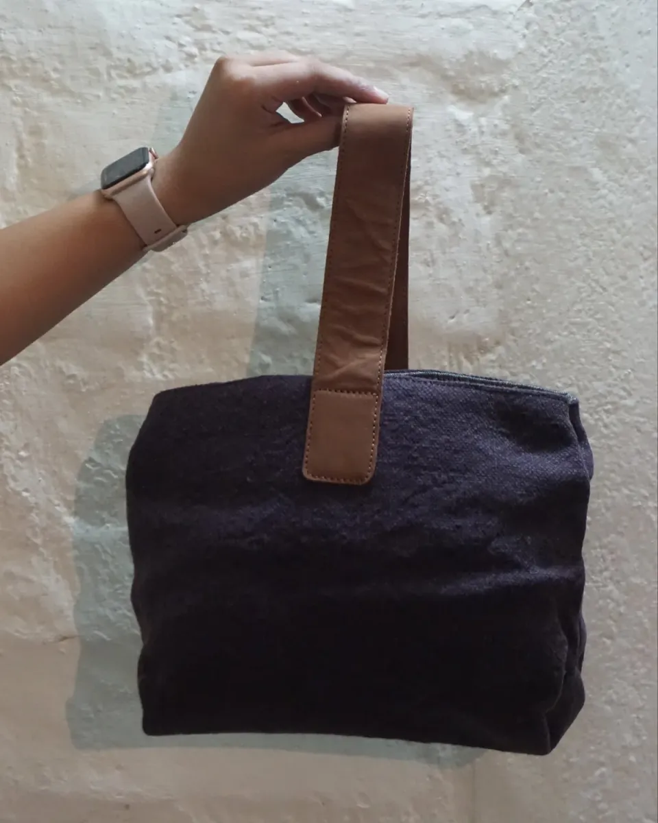 The Burlap People Mia veske eggplant gjenbruk