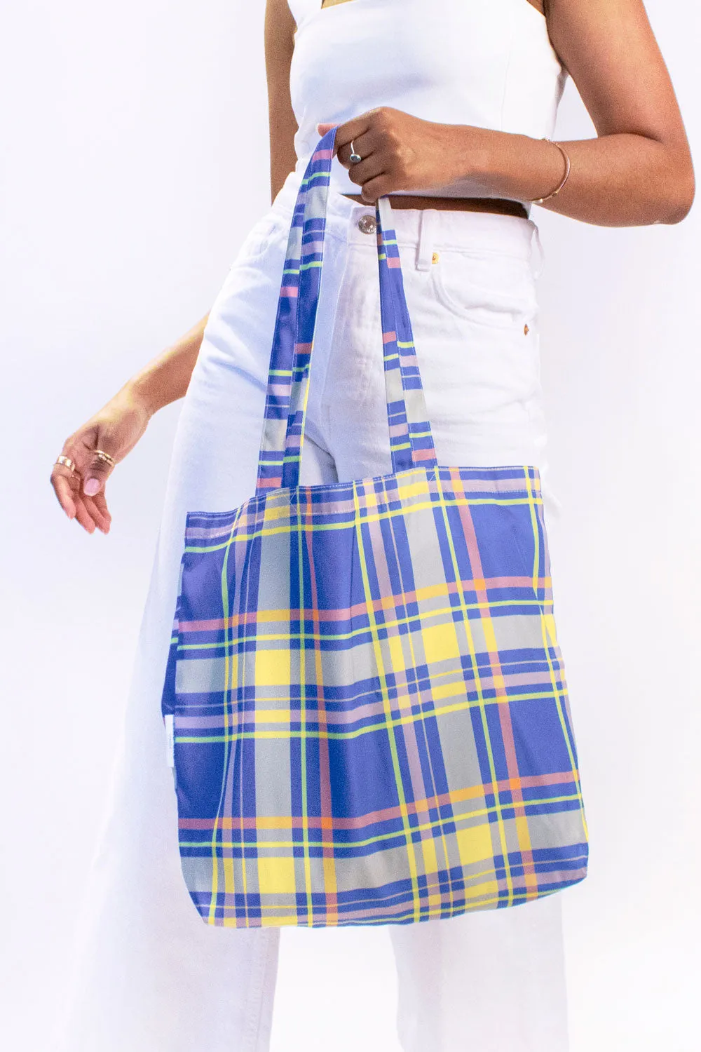 Kind Bag Madras Check tote rutete 16" laptop