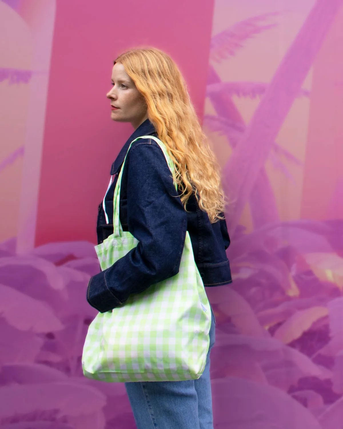 Kind Bag Lime Green Gingham toteveske 16" laptop