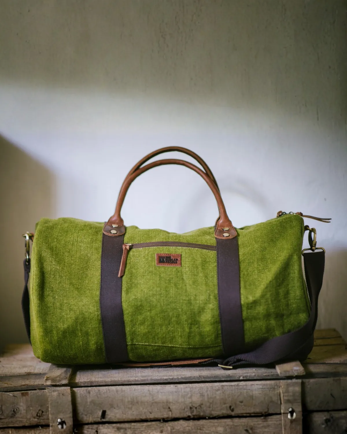 The Burlap People Original Duffel duffelbag mørk vin strie
