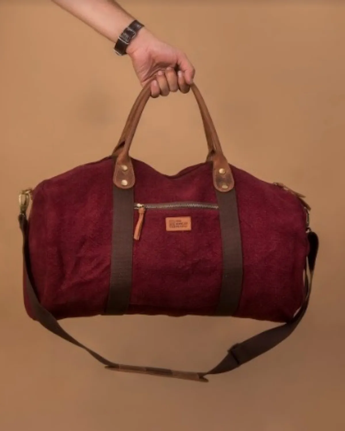 The Burlap People Original Duffel duffelbag mørk vin strie