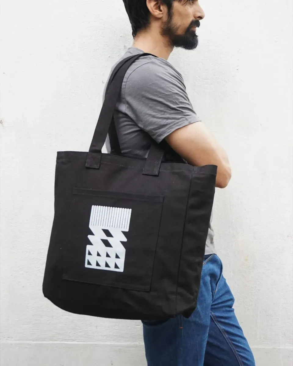 The Burlap People Bag For Life handlenett Revolution Black canvas