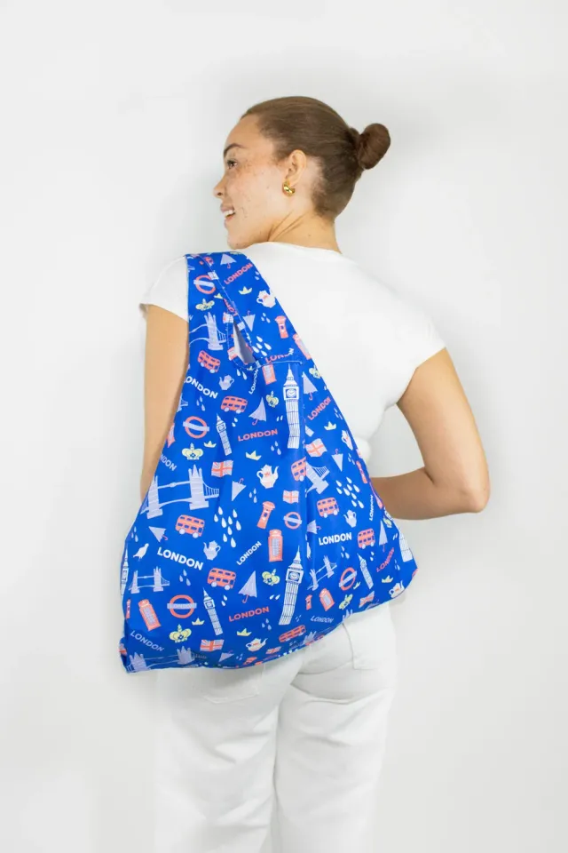 Kind Bag London medium handlenett blå gjenbrukbar 20 kg