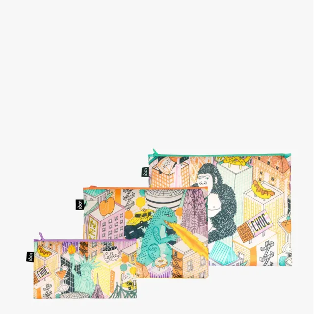 LOQI Jacqueline Colley New York glidelåsmapper 3-pk