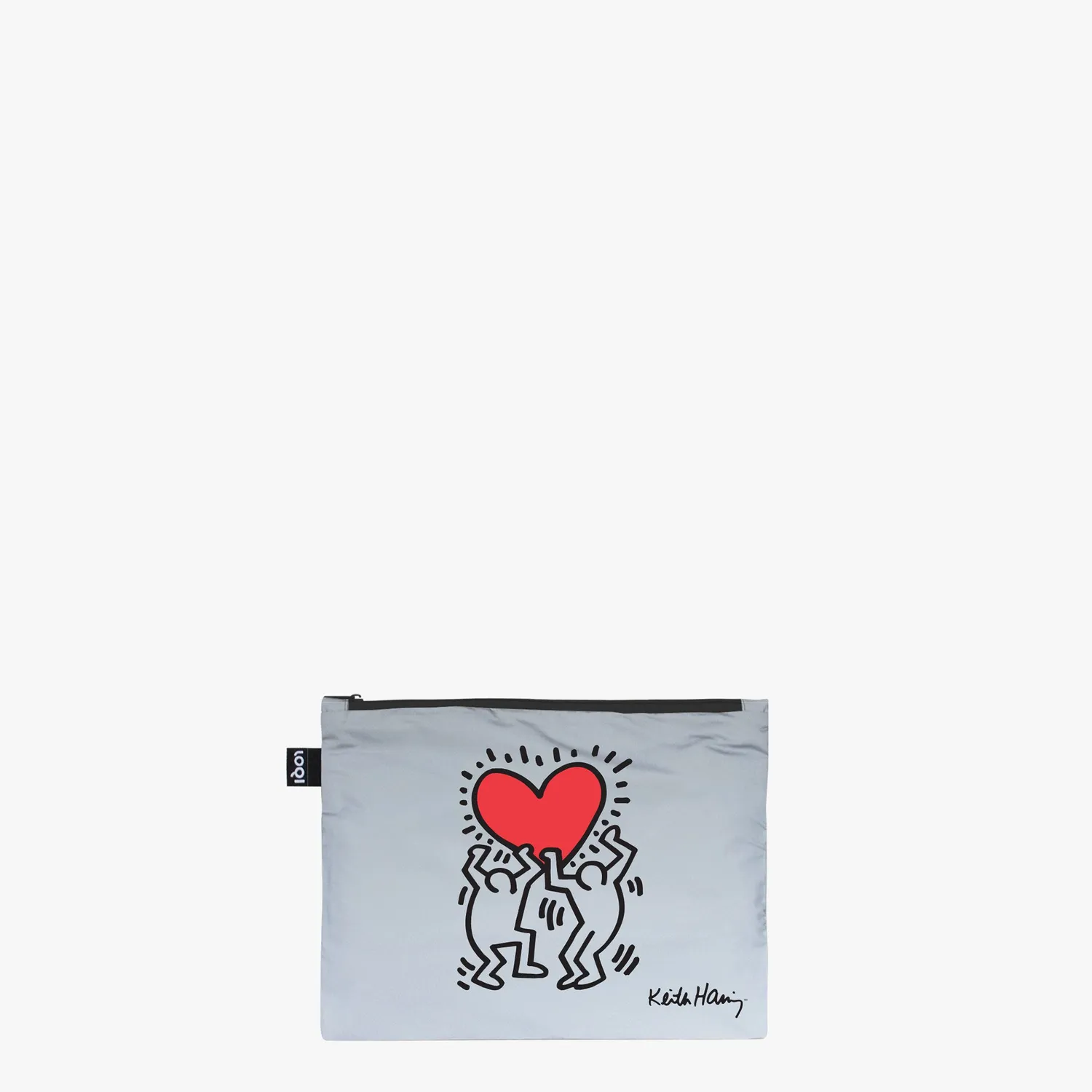LOQI Keith Haring Dog Heart Love glidelåsmapper reflective 3-pk